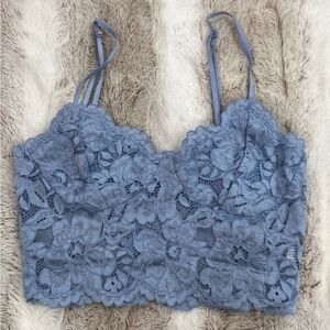 Zara Blue Laced Cropped Tank